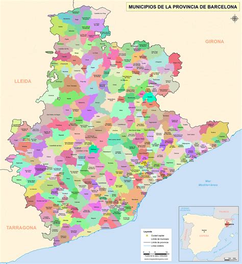Mapa de España con la provincia de Barcelona resaltada