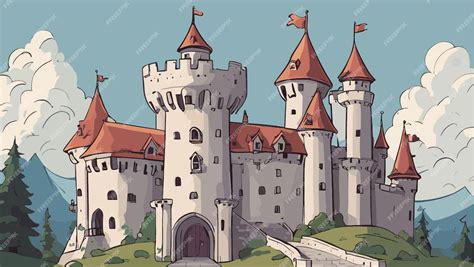Ilustración de un castillo medieval con una torre