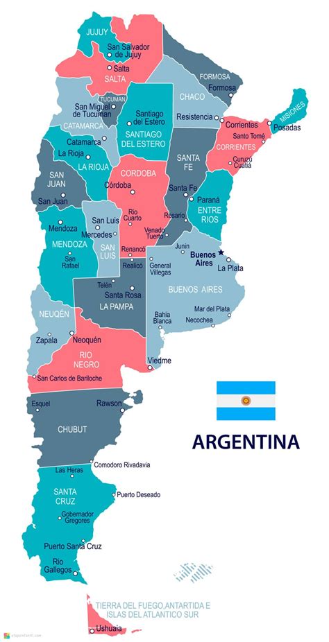 mapa de Argentina con provincias destacadas