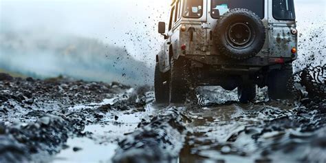 Un vehículo 4x4 superando un obstáculo de barro