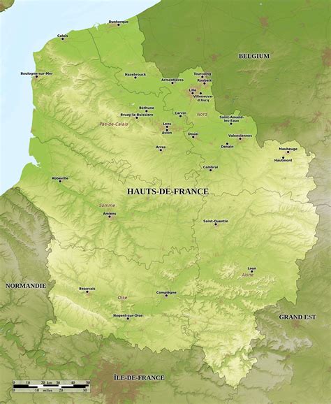 Mapa de la región Hauts-de-France destacando Marcq-en-Barœul y ciudades cercanas