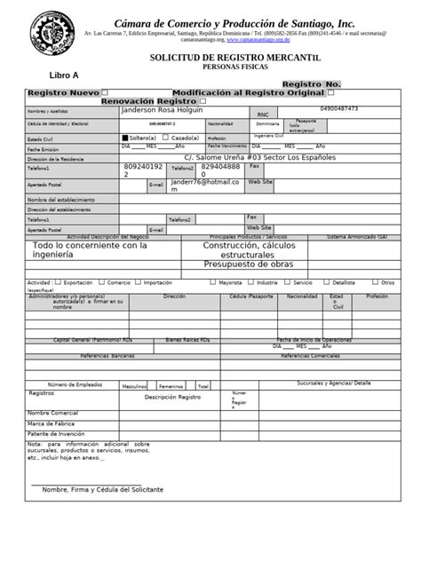 Documento oficial del Registro Mercantil