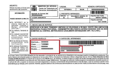 ejemplo de una multa de tráfico con foto de la infracción