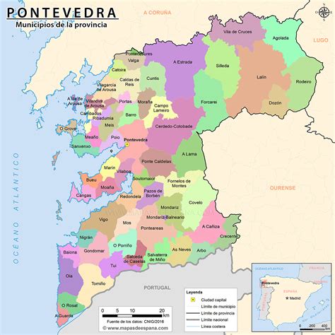 Mapa de Pontevedra y localización de Ponteareas