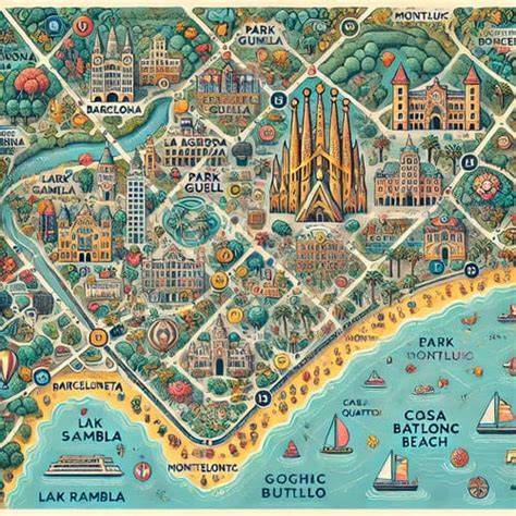 Mapa de Barcelona con puntos de interés marcados para discotecas