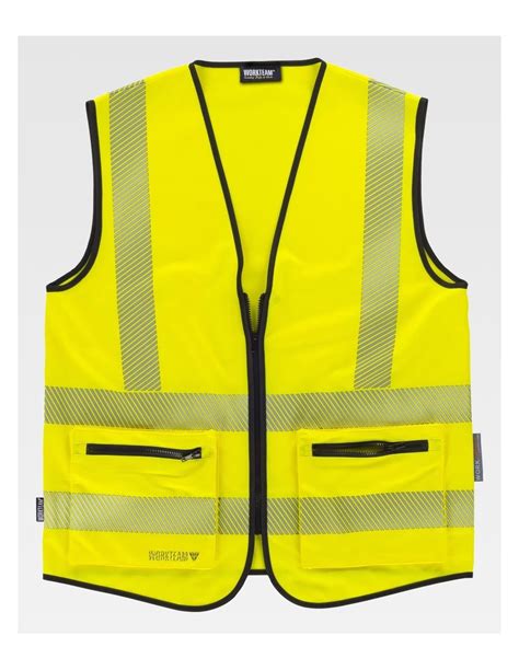 Chaleco de alta visibilidad de color amarillo brillante con bandas reflectantes