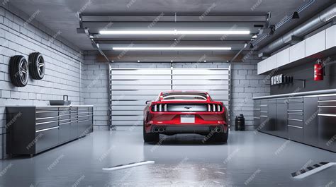 Interior de un garaje plegable con un coche