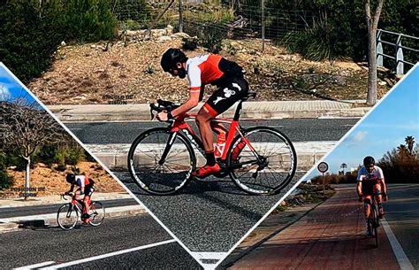 Diagrama comparando la posición de un ciclista de carretera y uno de pista