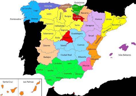 Mapa de España resaltando las provincias de origen de los participantes en la concentración