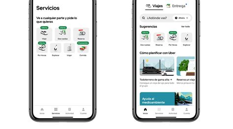 Interfaz de la aplicación Uber Rent mostrando la búsqueda de vehículos