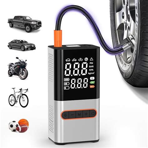 esquema de un inflador de neumáticos portátil mostrando sus componentes