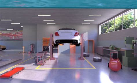 Fachada de un taller mecánico moderno