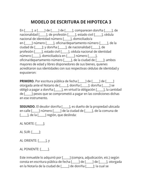 Escritura pública de hipoteca