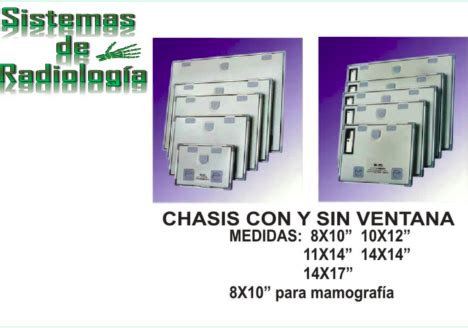 Variedad de tamaños de chasis radiográficos
