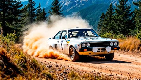 Coche de rally en acción sobre un tramo de asfalto