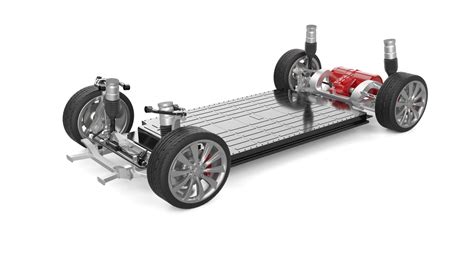 Diagrama de un chasis de coche eléctrico con la batería integrada