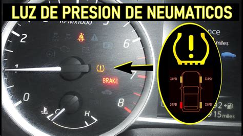 Indicador de advertencia de presión de neumáticos en un cuadro de coche