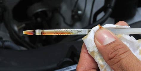 Imagen de una varilla de medición de aceite de un coche, mostrando los niveles mínimo y máximo.