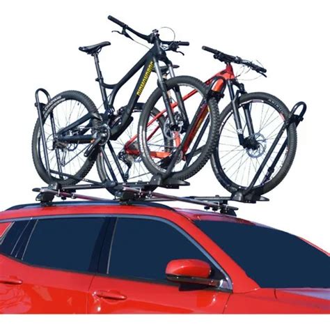 Cofre de techo y portabicicletas montados en un coche