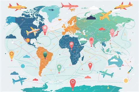 mapa del mundo con rutas aéreas