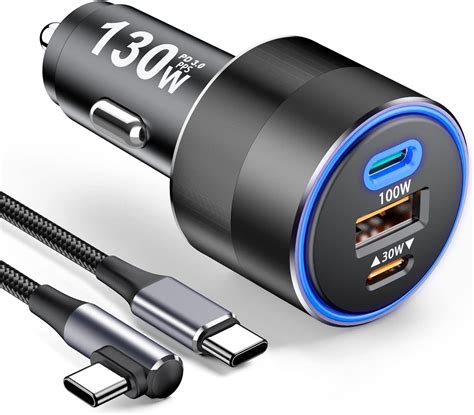 Cargador doble de mechero para coche con cables USB y para iPhone/iPad