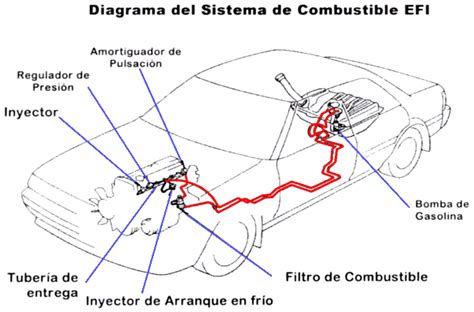 Diagrama mostrando la ubicación típica de un filtro de combustible en un vehículo