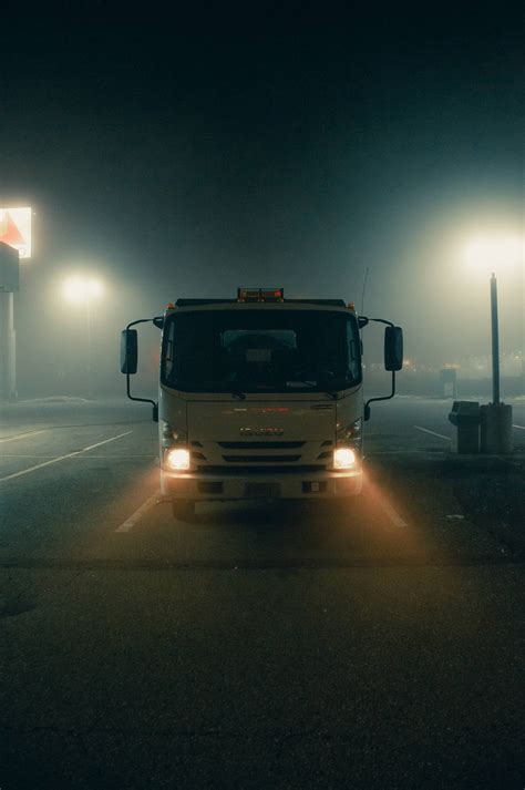IVECO truck headlights and taillights at night