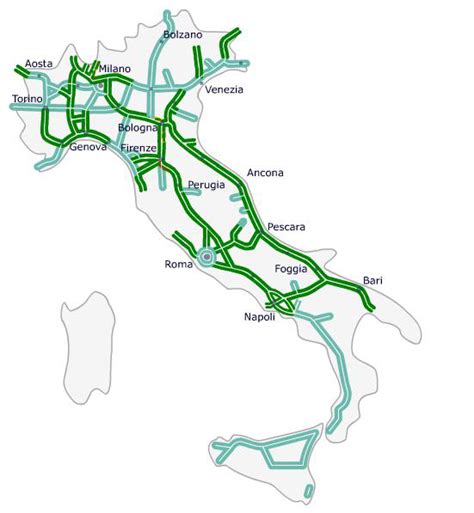 Mapa de autopistas de Italia