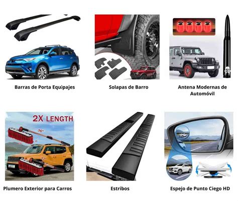 Ilustración mostrando diversos accesorios para coches de alquiler