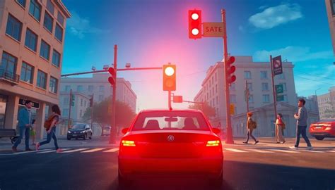 Coche frenando en un semáforo