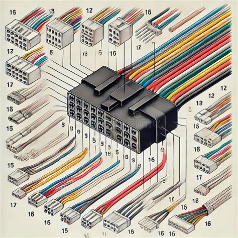 Diagrama de un mazo de cables de automóvil con puntos de conexión