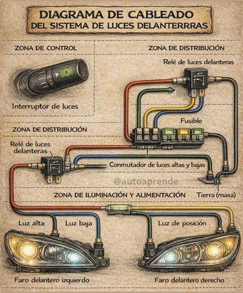 Diagrama de las luces delanteras de un Kia Sportage