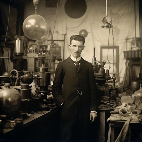 Nikola Tesla en su laboratorio
