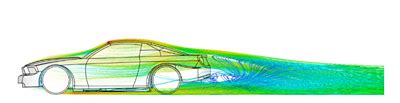 Diagrama de flujo de aire alrededor de un automóvil