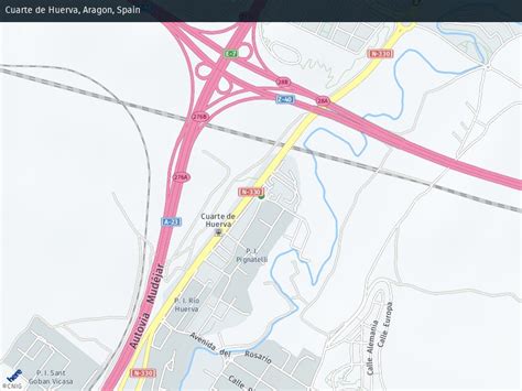 Mapa de Cuarte de Huerva con un marcador en la ubicación de Autos & Camper