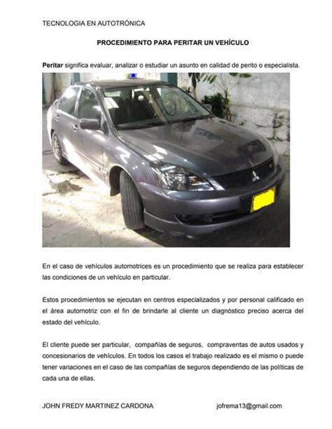 Proceso de peritación de un vehículo