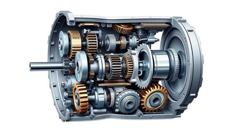 Vista interior de una caja de cambios de automóvil