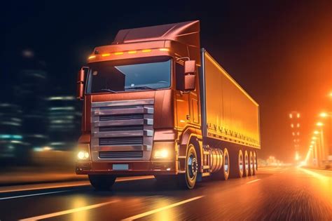 Camión circulando por una carretera de noche