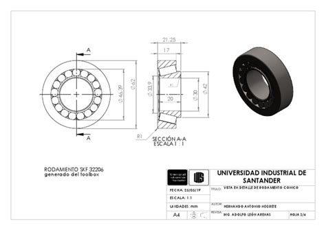 Detalle de un rodamiento cónico