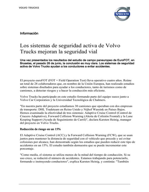 Infografía sobre sistemas de seguridad activa de Volvo