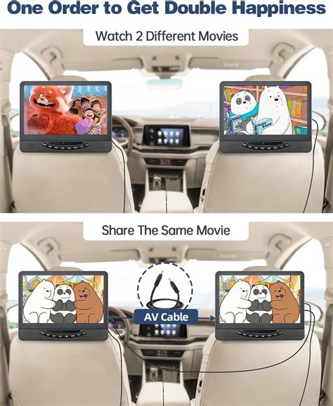 Reproductor de DVD portátil para coche con dos pantallas