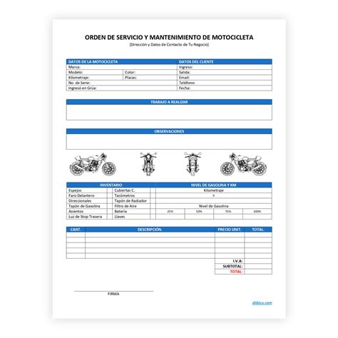 Libro de mantenimiento de moto
