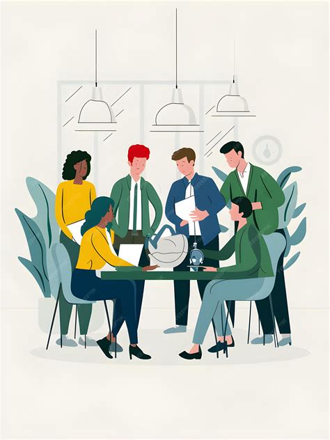 Ilustración de un comité discutiendo documentos éticos