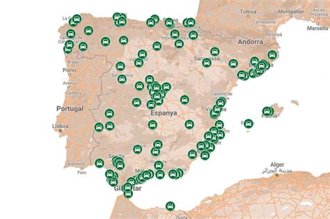 Mapa de España con zonas de alta incidencia de accidentes con fauna silvestre
