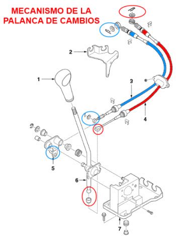 Diagrama mostrando la extensión de una palanca de cambios con un alargador