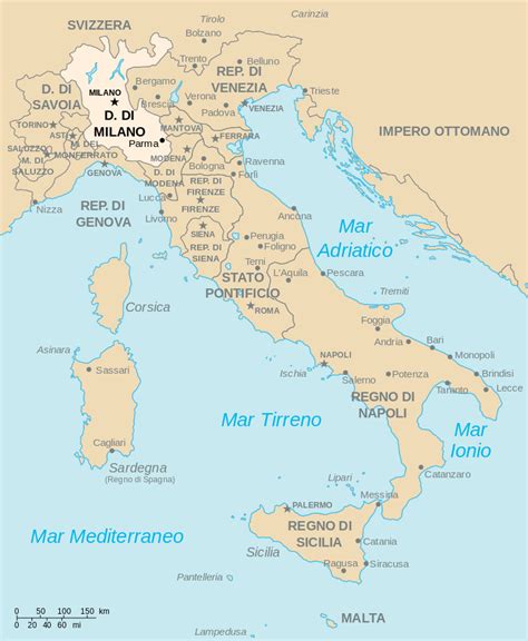 mapa del ducado de Milán