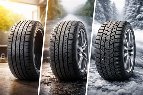 Comparativa visual de neumáticos de verano, invierno y todo tiempo