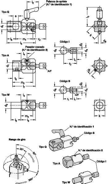 Diagrama de instalación de una rótula giratoria de asiento de furgoneta