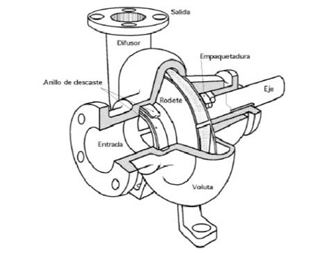 Diagrama de una bomba centrífuga con válvula de retención en la salida